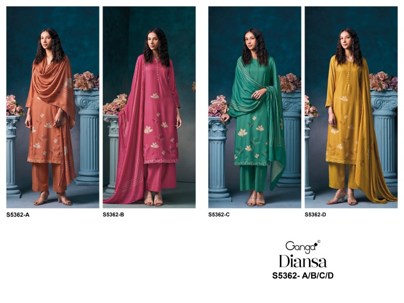 Diansa 5362 By Ganga Wool Pashmina Dress Materials